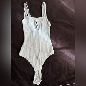 Guess Light Bluep Ribbed One-Piece Bodysuit